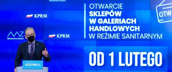 Od 1 lutego otwieramy galerie handlowe i muzea. Przedłużamy pozostałe zasady bezpieczeństwa