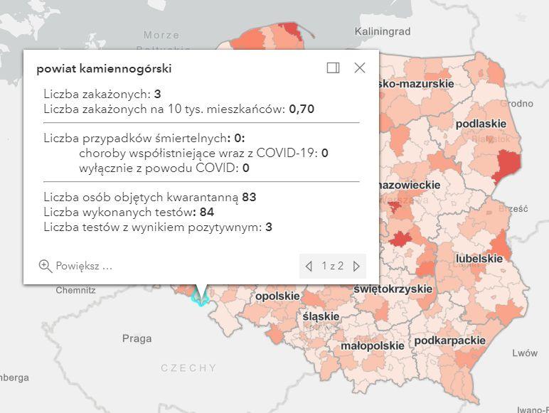 Koronawirus - statystyka - powiat kamiennogórski - 24.1.2021.