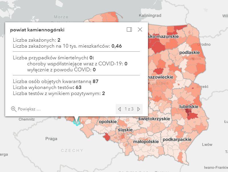 Koronawirus - statystyka - powiat kamiennogórski - 23.1.2021.