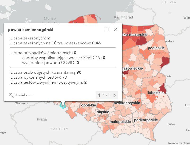 Koronawirus - statystyka - powiat kamiennogórski - 22.1.2021.