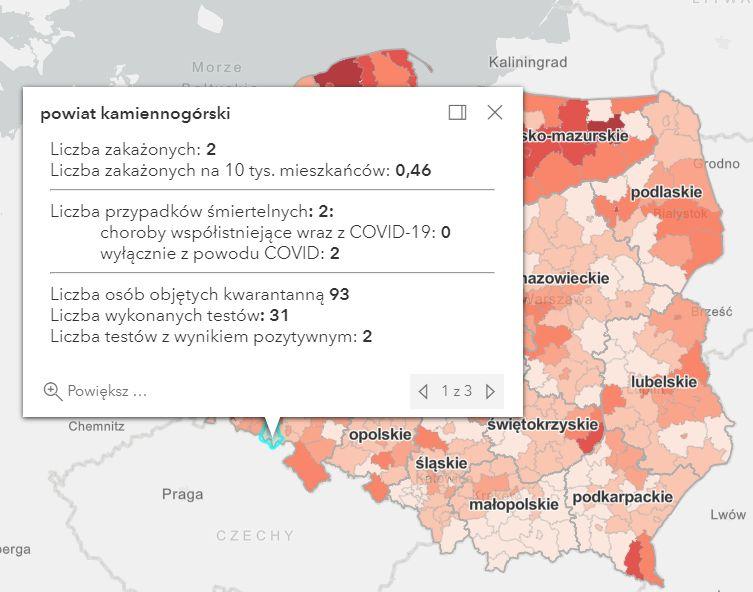 Koronawirus - statystyka - powiat kamiennogórski - 21.1.2021.