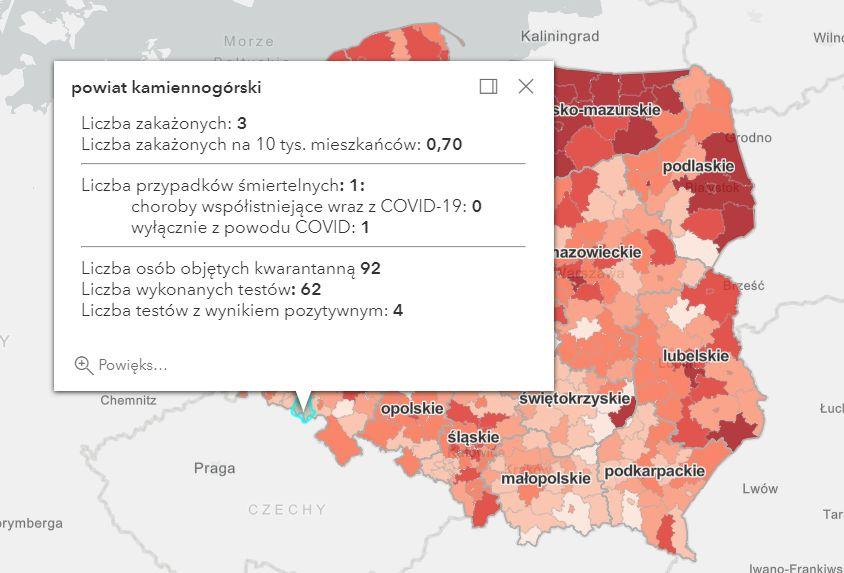 Koronawirus - statystyka - powiat kamiennogórski - 20.1.2021.