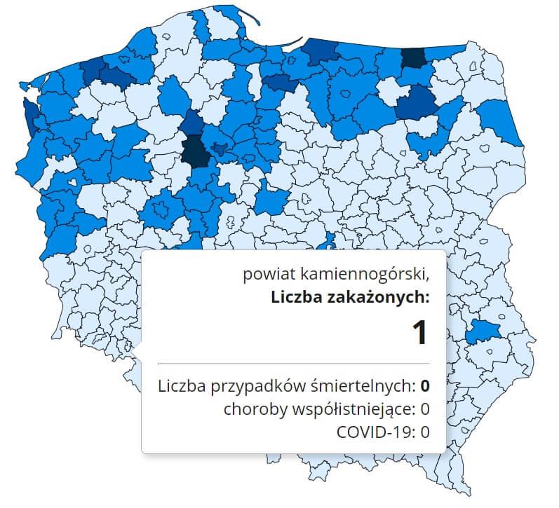 Koronawirus - statystyka - powiat kamiennogórski - 14.1.2021.