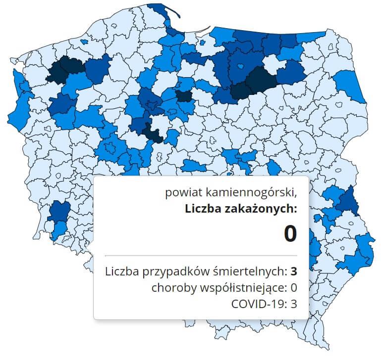 Koronawirus - statystyka - powiat kamiennogórski - 12.1.2021.