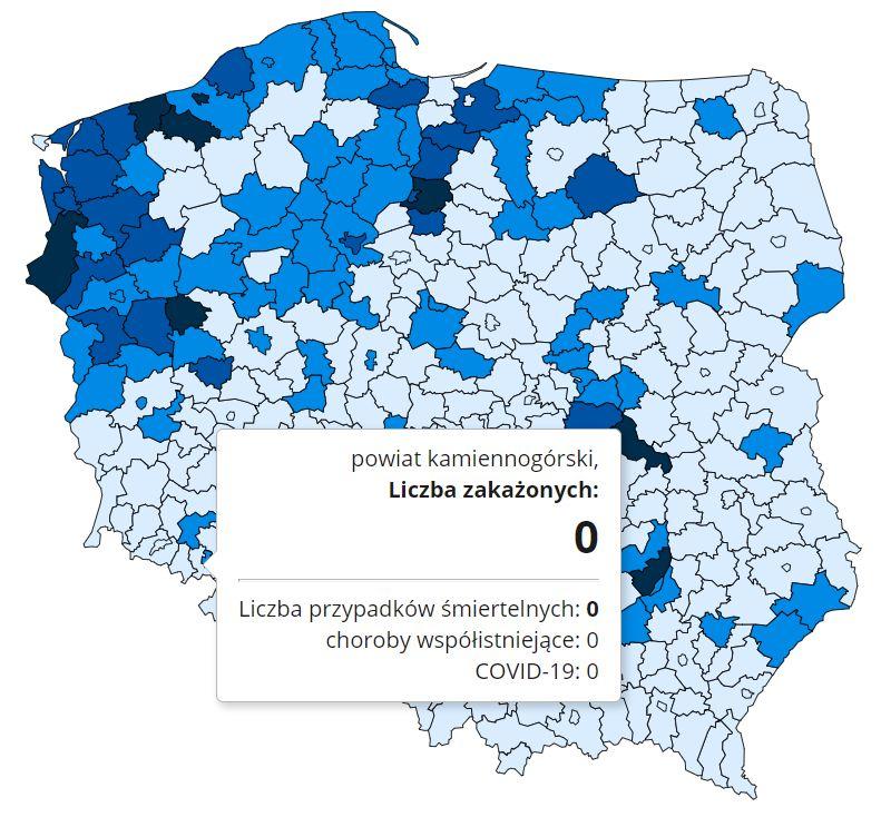 Koronawirus - statystyka - powiat kamiennogórski - 11.1.2021.