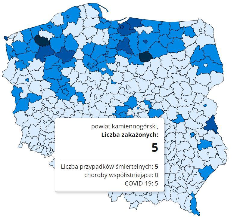 Koronawirus - statystyka - powiat kamiennogórski - 9.1.2021.