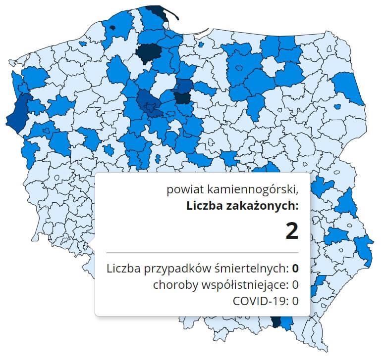 Koronawirus - statystyka - powiat kamiennogórski - 8.1.2021.