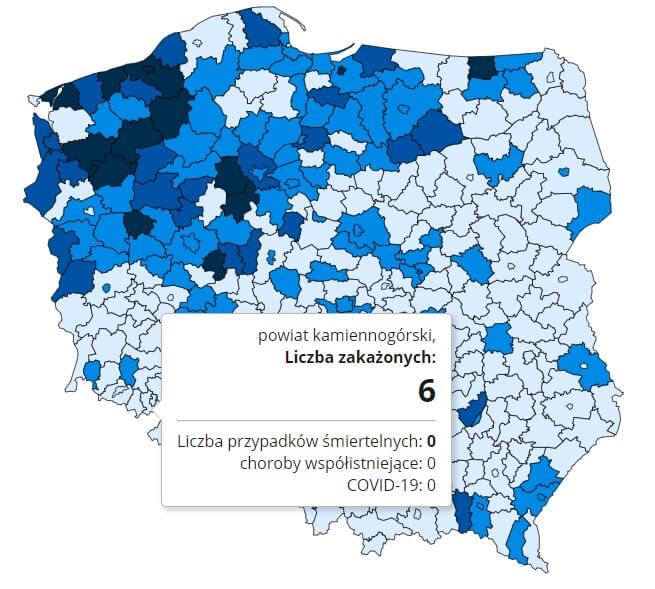 Koronawirus - statystyka - powiat kamiennogórski - 7.1.2021.
