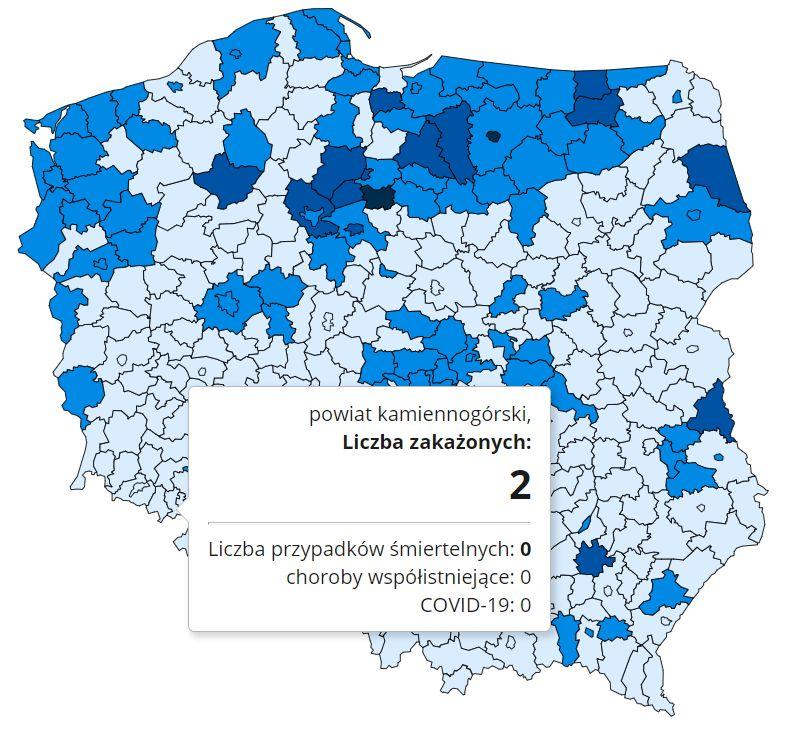 Koronawirus - statystyka - powiat kamiennogórski - 6.1.2021.