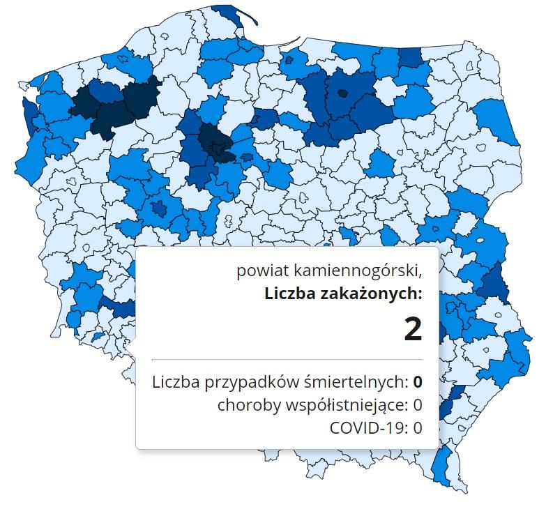 Koronawirus - statystyka - powiat kamiennogórski - 5.1.2021.