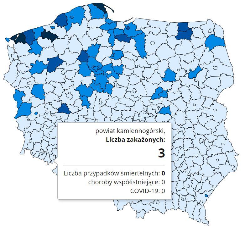 Koronawirus - statystyka - powiat kamiennogórski - 3.1.2021.