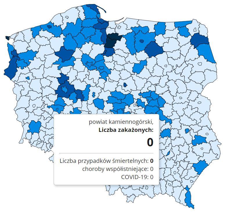 Koronawirus - statystyka - powiat kamiennogórski - 2.1.2021.