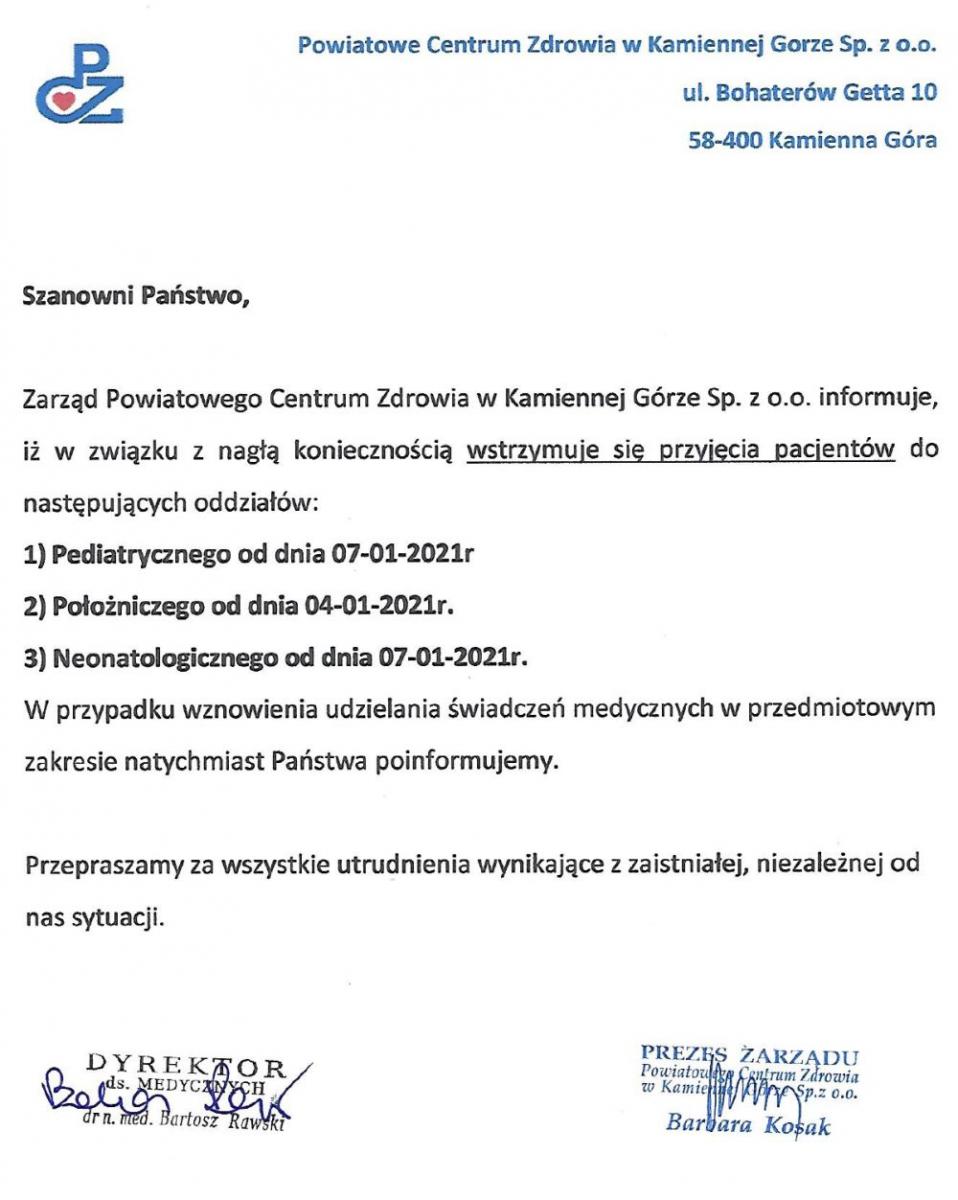 Wstrzymanie przyjęć