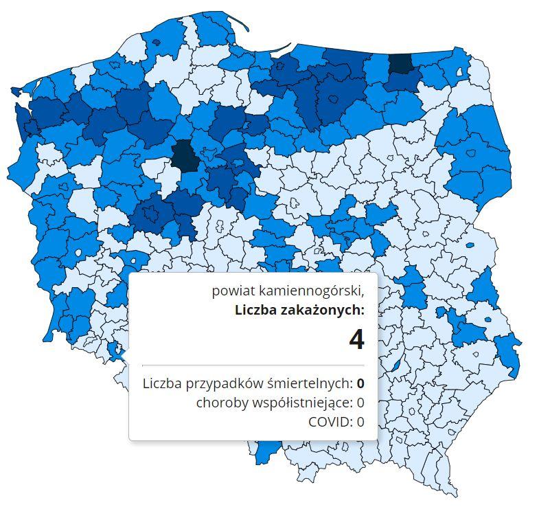 Koronawirus - statystyka - powiat kamiennogórski - 30.12.2020.