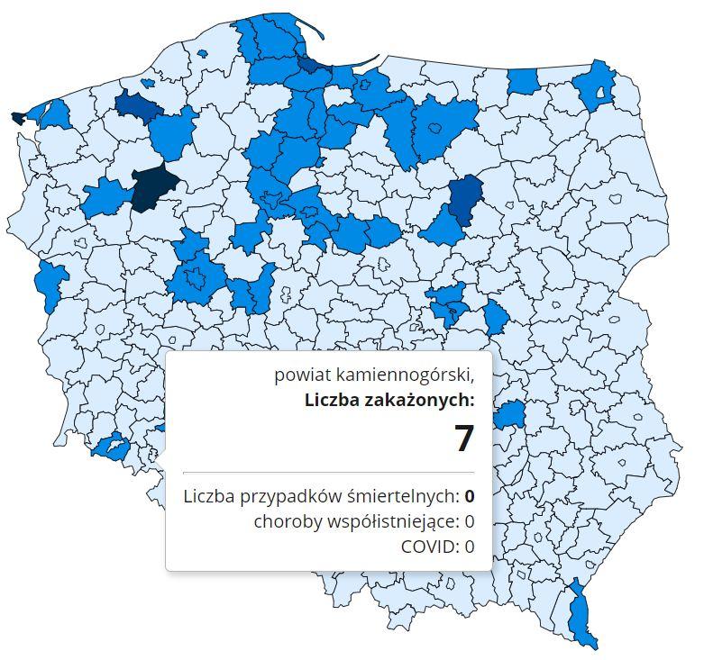 Koronawirus - statystyka - powiat kamiennogórski - 27.12.2020.