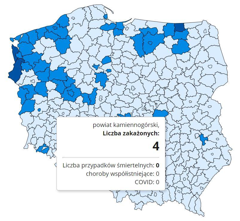 Koronawirus - statystyka - powiat kamiennogórski - 25.12.2020.