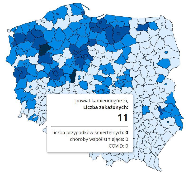 Koronawirus - statystyka - powiat kamiennogórski - 24.12.2020.