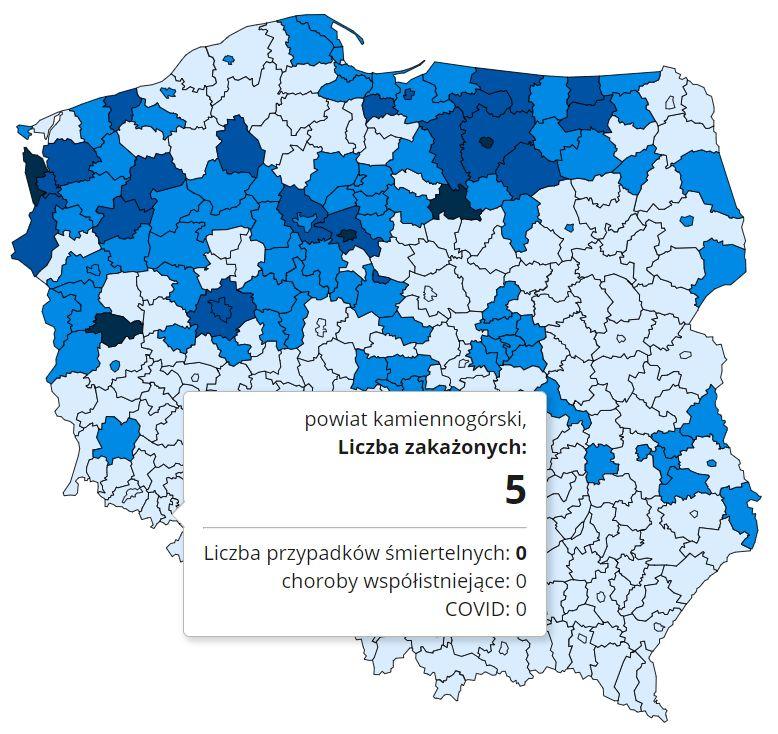 Koronawirus - statystyka - powiat kamiennogórski - 23.12.2020.