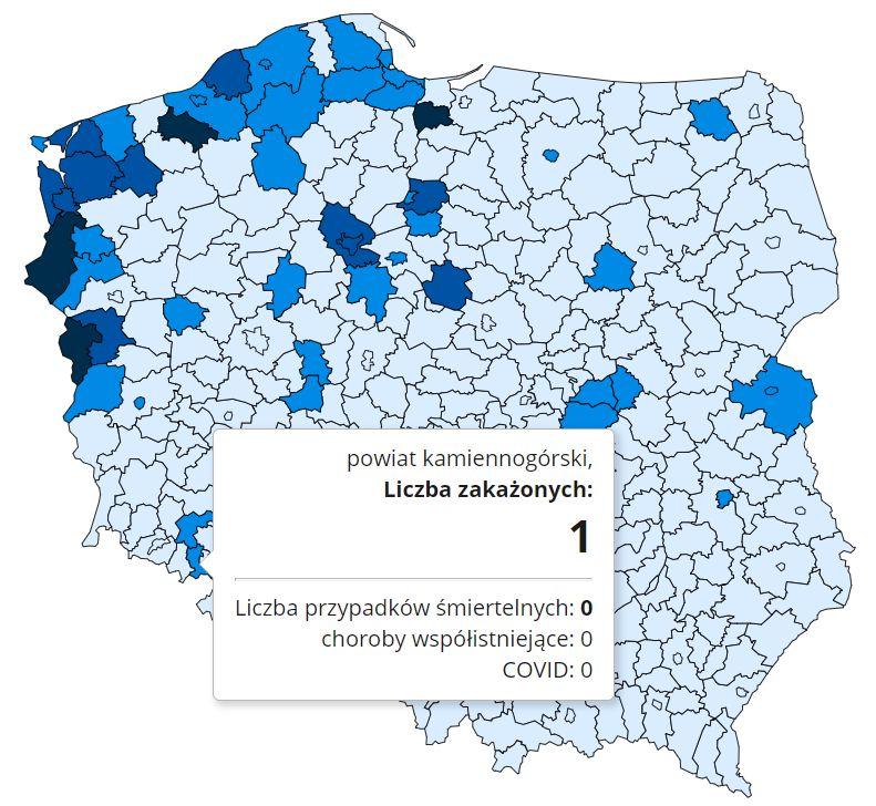 Koronawirus - statystyka - powiat kamiennogórski - 21.12.2020.