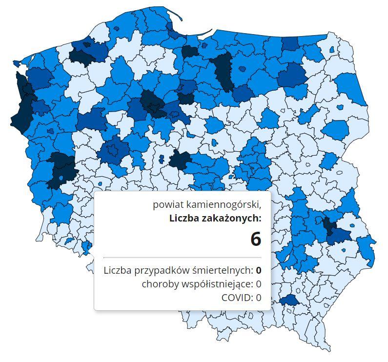Koronawirus - statystyka - powiat kamiennogórski - 19.12.2020.