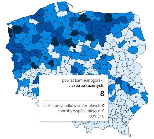 Koronawirus - statystyka - powiat kamiennogórski - 18.12.2020.