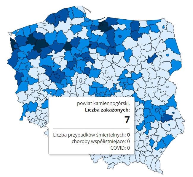 Koronawirus - statystyka - powiat kamiennogórski - 16.12.2020.