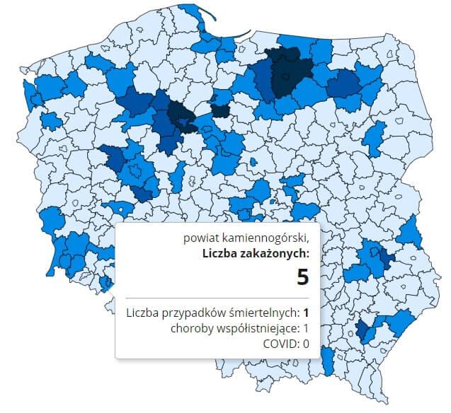Koronawirus - statystyka - powiat kamiennogórski - 15.12.2020.