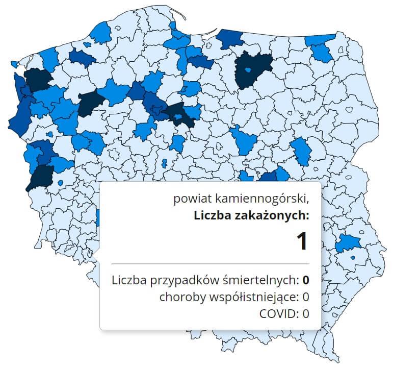 Koronawirus - statystyka - powiat kamiennogórski - 14.12.2020.