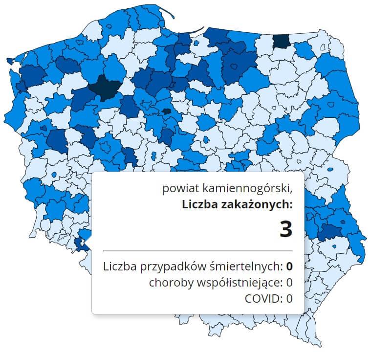 Koronawirus - statystyka - powiat kamiennogórski - 9.12.2020.