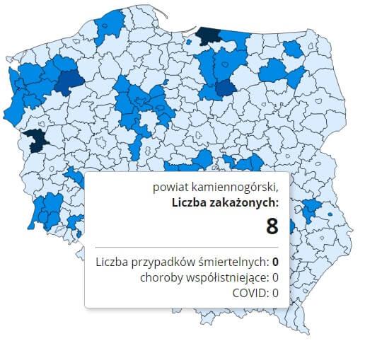 Koronawirus - statystyka - powiat kamiennogórski - 8.12.2020.