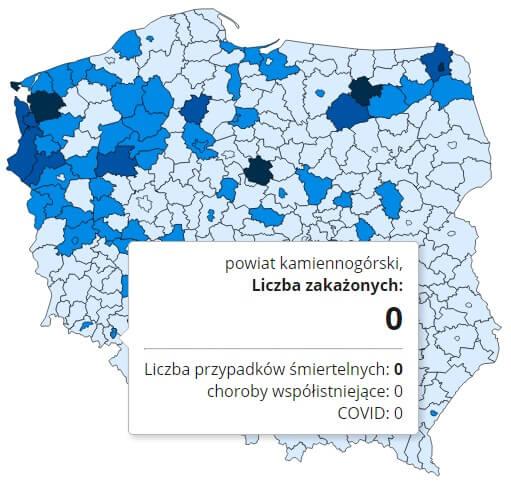 Koronawirus - statystyka - powiat kamiennogórski - 7.12.2020.