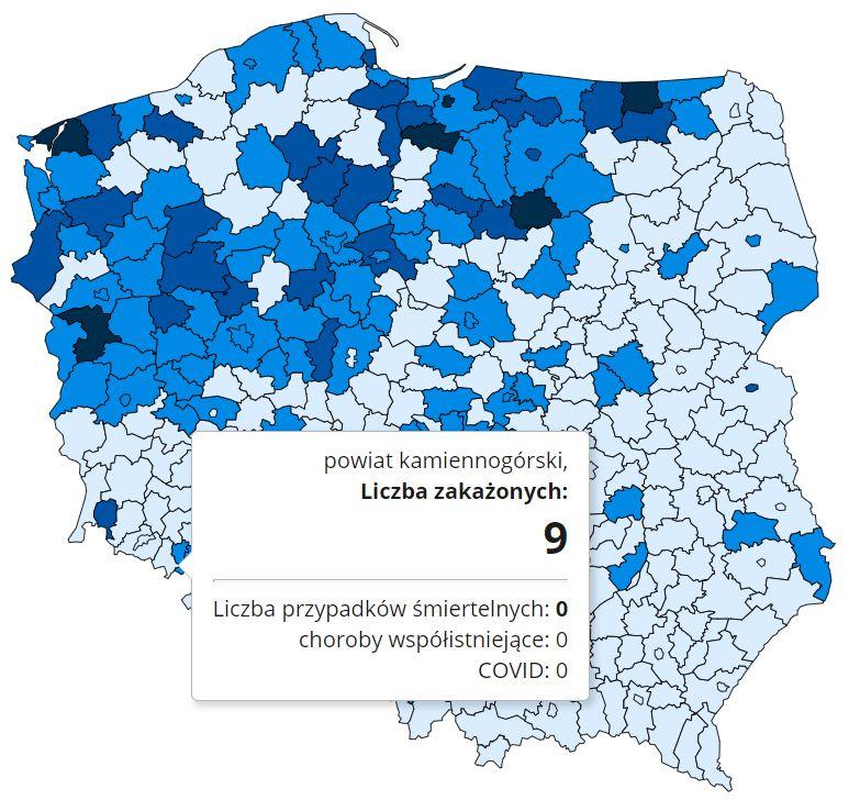 Koronawirus - statystyka - powiat kamiennogórski - 6.12.2020.