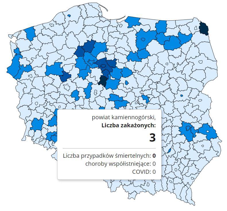 Koronawirus - statystyka - powiat kamiennogórski - 1.12.2020.