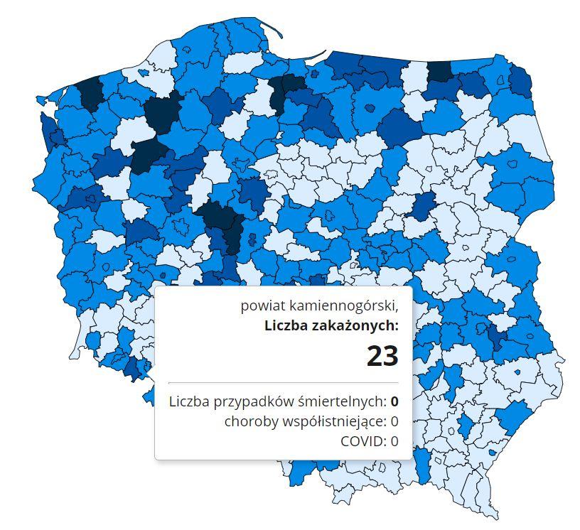 Koronawirus - statystyka - powiat kamiennogórski - 29.11.2020.