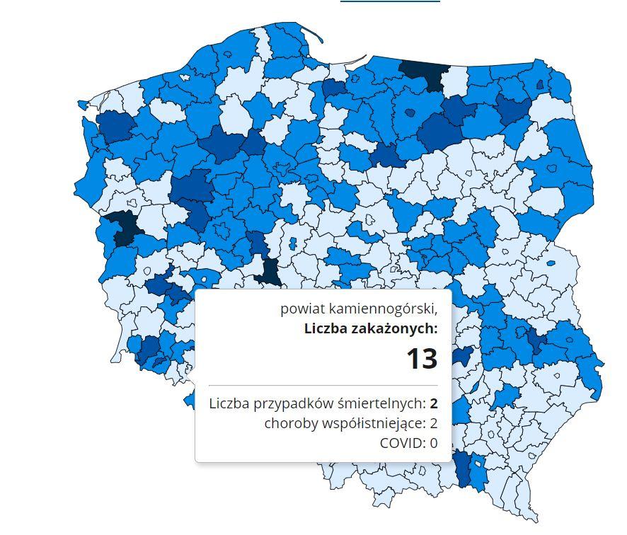 Koronawirus - statystyka - powiat kamiennogórski - 28.11.2020.