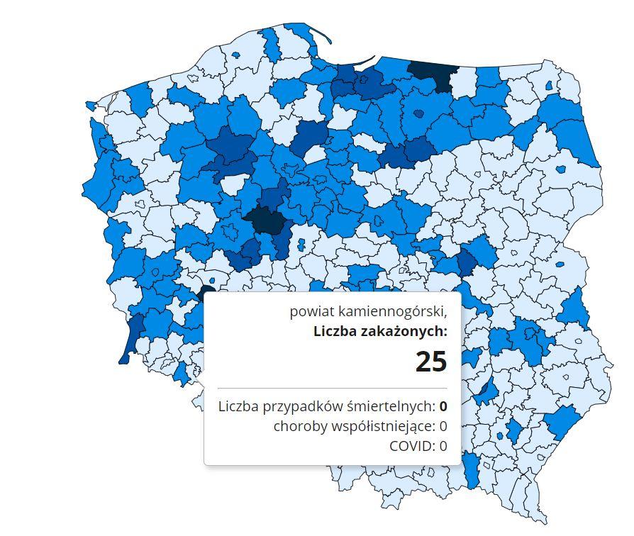 Koronawirus - statystyka - powiat kamiennogórski - 27.11.2020.