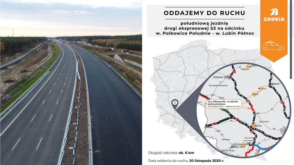 Od Lubina do Polkowic pojedziemy nową jezdnią S3