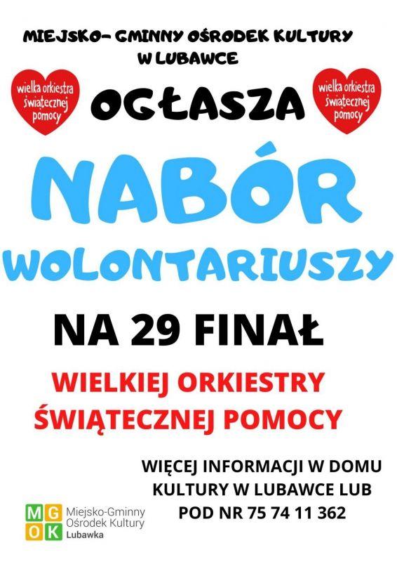 Nabór Wolontariuszy WOŚP - DK Lubawka