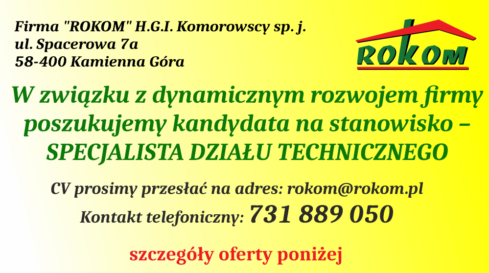 Oferta pracy - specjalista działu technicznego