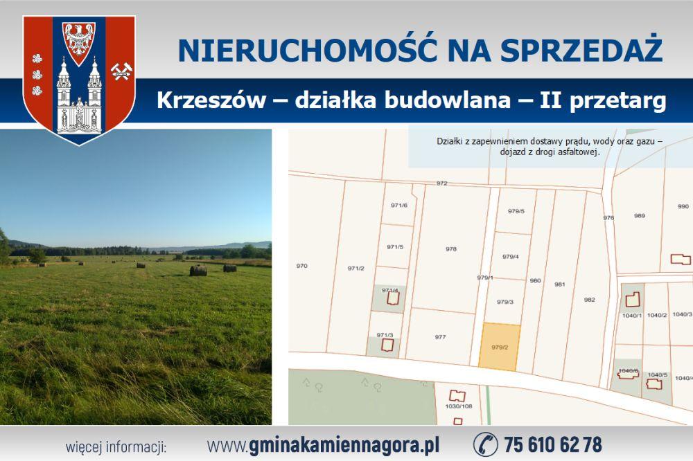 OGŁOSZENIE - działka 979/2 Krzeszów - II przetarg