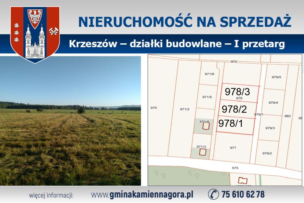 OGŁOSZENIE - działki Krzeszów (978) - I przetarg