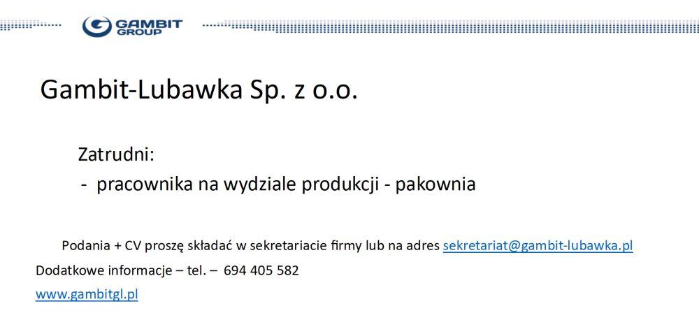 Oferta pracy - Gambit