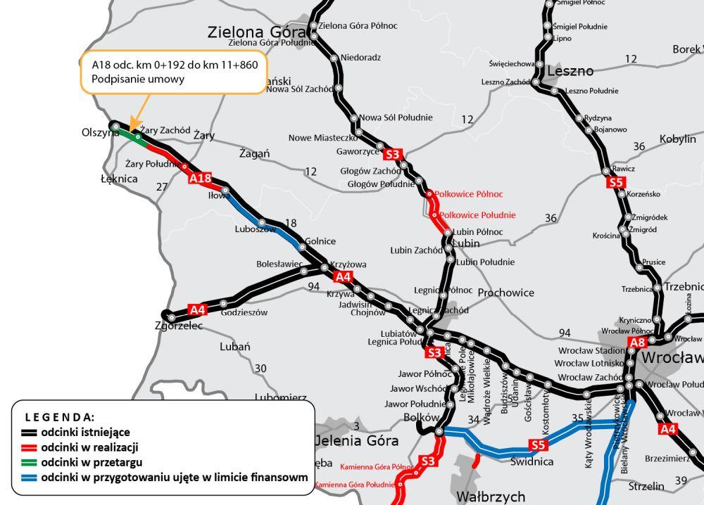 Umowa na przebudowę A18