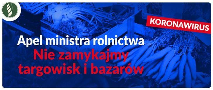 Nie zamykajmy targowisk i bazarów ? apel ministra rolnictwa do samorządów