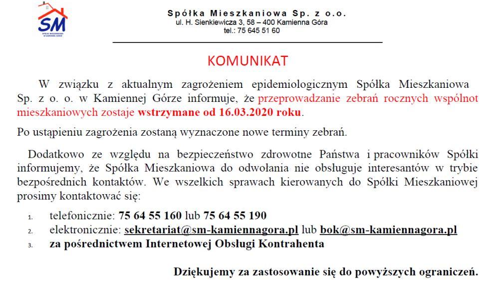 Przełożone zebrania wspólnot - wstrzymanie bezpośrednich kontaktów
