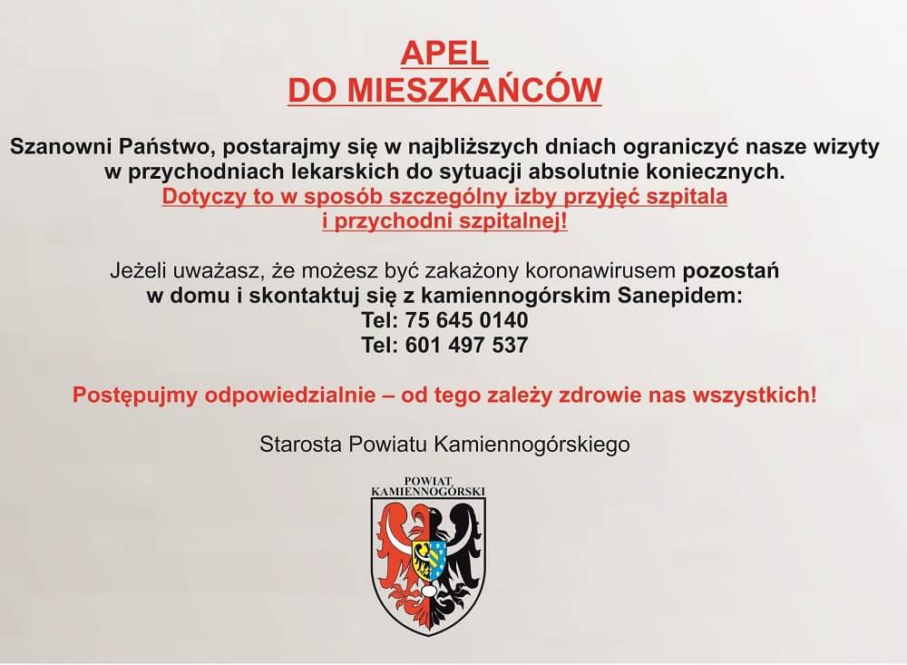 Apel do mieszkańców