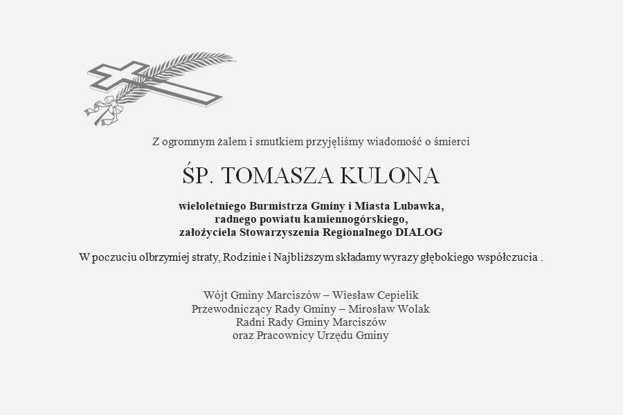 Kondolencje - T. Kulon