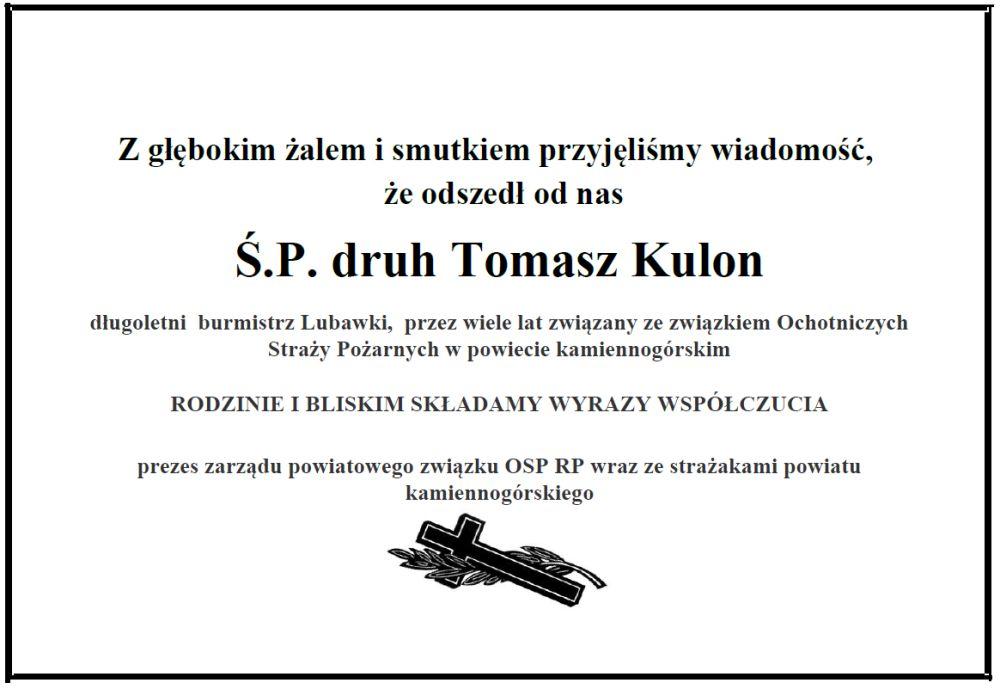 Kondolencje - T. Kulon