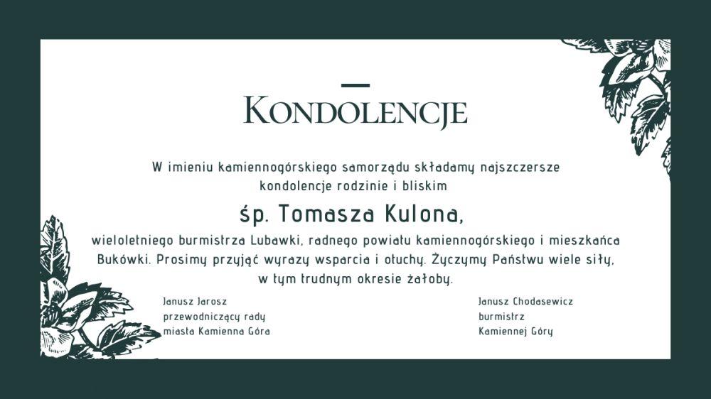 Kondolencje - T. Kulon