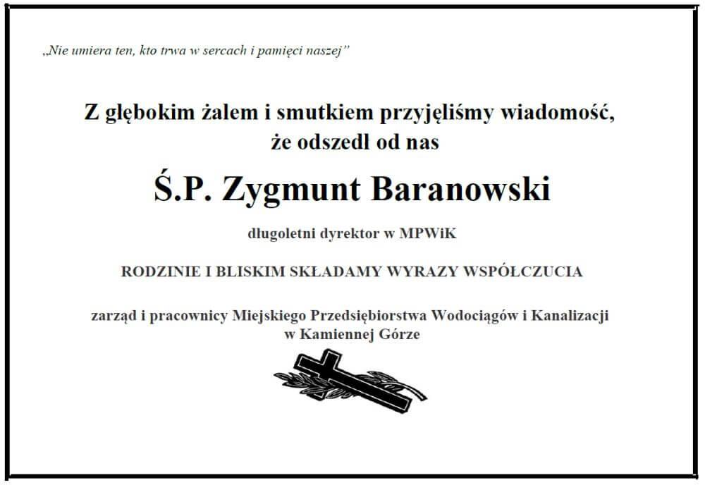 Kondolencje - Z. Baranowski